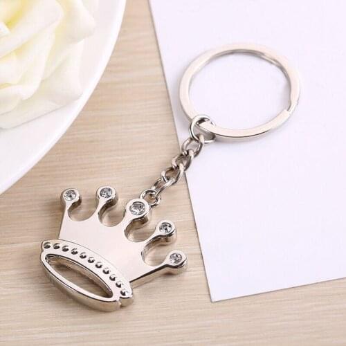 12Pcs Chic Crystal Crown Metal Keychain for Car Pendant Women Cute Exquisite Key Ornament Wholesale Fashion Handbag Jewelry