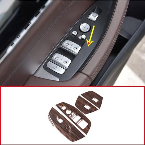 4pcs Pine Wood Grain ABS Style For BMW X3 X4 G01 G02 2018 2019 Left Hand Drive Car Window Lift Button Frame Trim Accessories