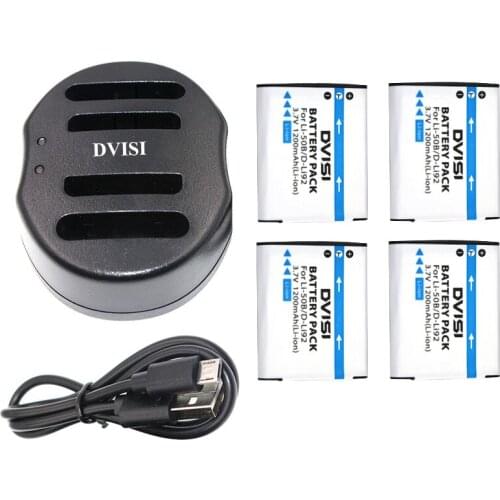 4x bateria LI 50B LI-50B Battery + DUAL USB charger For Olympus Stylus 1020 1030 8000 u-1010 u-1020 PENTAX Optio I-10 X70 Camera