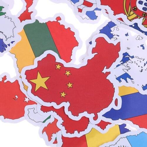 50 PCSCar Motorcycle National Flags Stickers Toys for Children Countries Map Travel Sticker to DIY Scrapbooking Suitcase Laptop