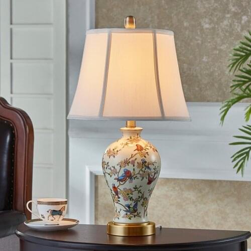 American Bedroom Bedside Lamp New Chinese Creative Simple Modern Living Room Warm and Romantic Household Ceramic Table Lamps