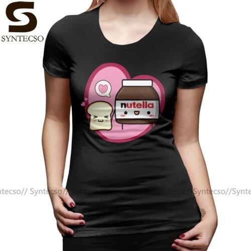 White Nutella T-Shirt Kawaii Nutella And Sandwich Bread T Shirt Street Style O Neck Women tshirt Pattern Ladies Tee Shirt