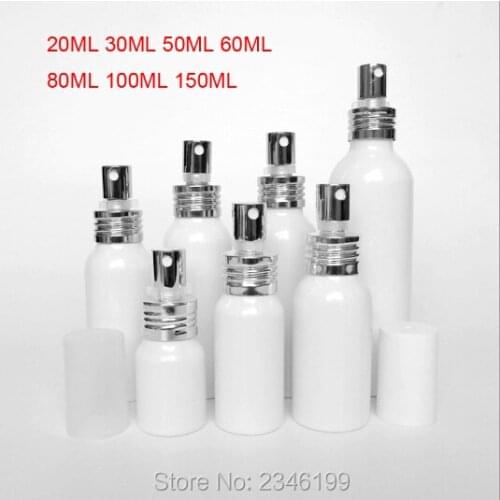 20ML 50pcs/lot White Cosmetic Packaging Aluminum Spray Bottle, Empty Tonic/ Lotion Bottle with Aluminum Mist Sprayer