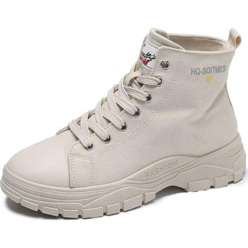 Martin Boots for Women Platform Shoes 2021 Fashion Brand Canvas Ladies Ankle Boots Autumn British Style Booties Zapatos De Mujer