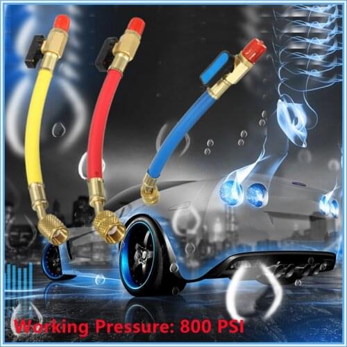 Car Refrigeration Air Conditioning AC Diagnostic Manifold Pressure Gauge Hoses Tool Set R134A 800PSI Manifold Gauge Set