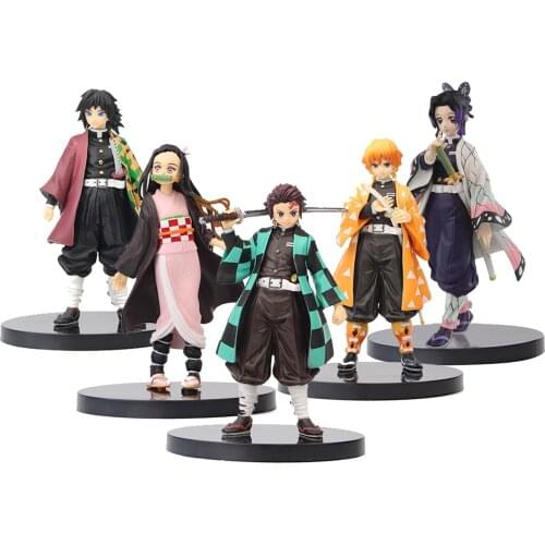 Anime Demon Slayer Figure Kamado Tanjirou Nezuko Action Figures PVC Model Toys Zenitsu Figurine Inosuke Kimetsu No Yaiba Figura