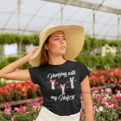 Heifer T-Shirt Hanging With My Heifer Funny Cow Lover Gift T Shirt O Neck Street Fashion Women tshirt Plus Size Ladies Tee Shirt