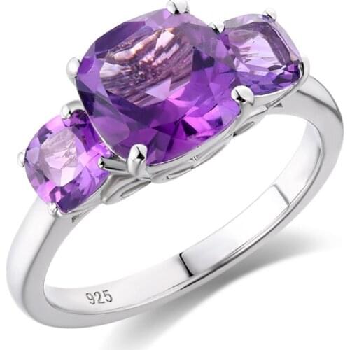 GZ ZONGFA New Design Custom Fashion Natural Gemstone Amethyst 925 Sterling Sliver Ring Wholesale Jewelry For Women