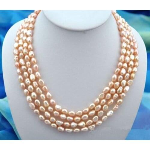 4rows Pink Color Baroque Pearl Jewelry Sets Necklace Earrings Pearl Sets For Women Party Jewelry Wedding Birthday Christmas Gift