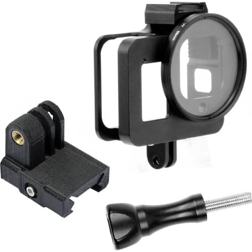 FEICHAO Metal Protective Border Frame Cage with 52mm UV Lens Filter/3D Printed 20MM Rail Adapter for GoPro Hero8 Action Camera