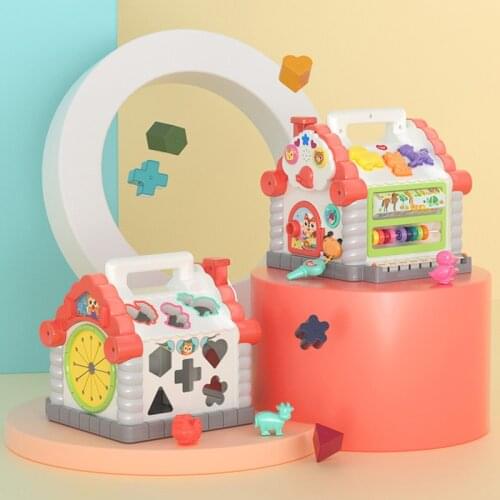 Multifunctional Musical Fun Hut Toys Baby Fun House Musical Electronic Geometric Cognitive Building Blocks Learning Puzzle Toys