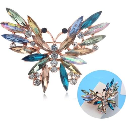 Fashion Colorful Crystal Brooch Pins Animal Butterfly Enamel Women Gifts Jewelry