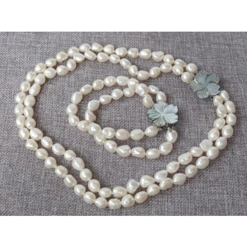 Fashion Natural White Baroque FW pearls necklace&bracelet set