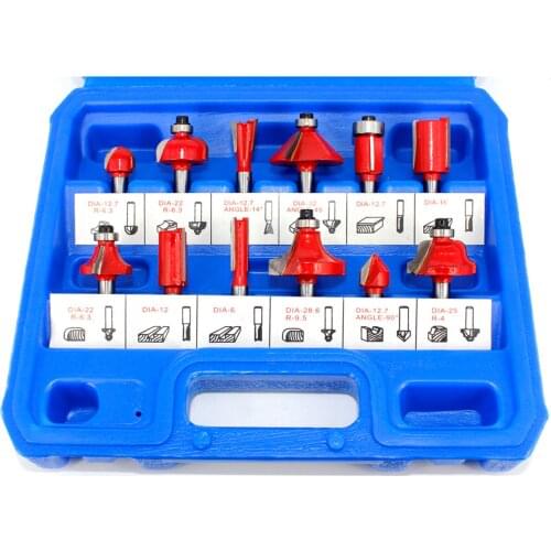 Router Bit Set of 12pcs 1/4 Inch Shank Carbide Tipped Woodworking Tool Set with Plastic Case
