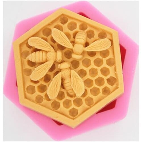 New Arrive!!1pcs Three Bee Honeycomb (C834) Silicone Handmade Soap Mold Crafts DIY Mold