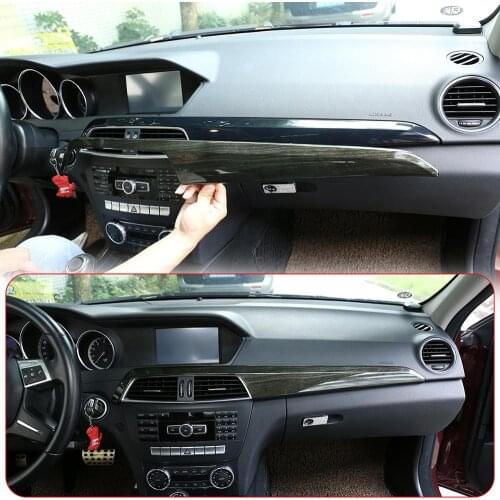 Black Wood Grain ABS Car Center Console Protection Panel Trim for Mercedes Benz C Class W204 2010-2013 LHD Vehicles Accessories