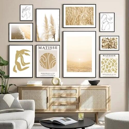 Wheat Reed Dried Leaves Sun Beach Matisse Wall Art Canvas Painting Nordic Posters And Prints Wall Pictures For Living Room Decor