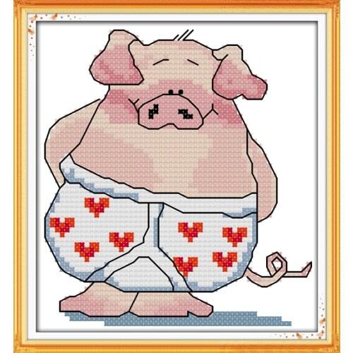 Joy sunday animal style The little brother pig printed counted cross stitch christmas stocking for home ornaments