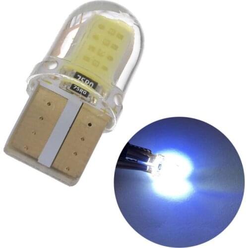 Silicone Crystal T10 COB LED Width Lamp W5W Car Side Wedge Reading Lamp License Plate Light Signal Light Bulb Auto Accessories