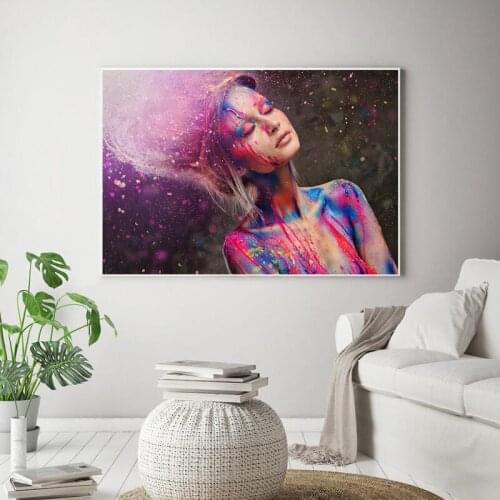 Modern Colorful Nude Woman Bedroom Bedside Decorative Canvas Painting Creative Design Unframed Wall Art Painting Poster Print