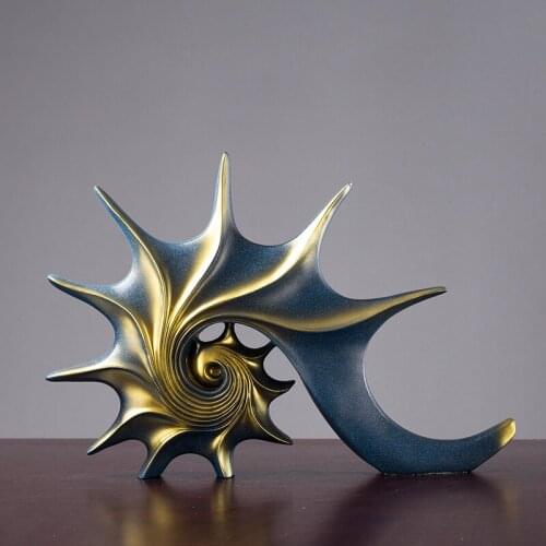 European Style Retro Resin Conch Statue Sea Snail Animal Sculpture Whelk Figurine Crafts Wedding Gift Home Office Decoration