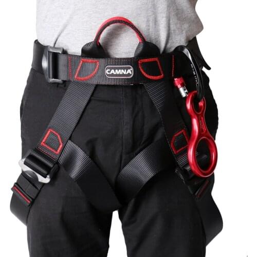 Climbing Sports Safety Sit Harness 35KN Figure 8 Belay Device Descender 25KN D-Ring Screw Lock Carabiner Accessories