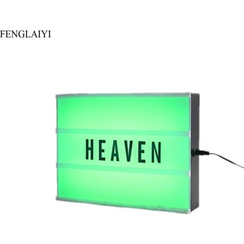 A4 Size RGB Cinemaic Lightbox Night Lamp Battery Powered or USB Cable DIY Light Box With 90 PCS Color Letters Decor Lighting