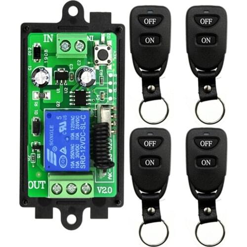 Universal Wireless Remote Control DC12V 24V 1CH Relay Radio Receiver Module Remote controller RF Switch for Gate Garage opener