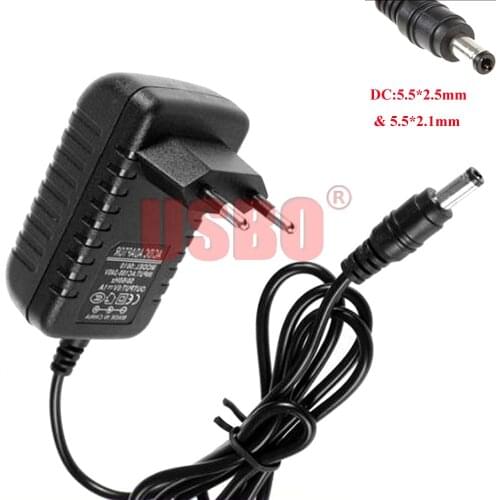 Supply Black 3V 1000MA Europe stabilizer radio power Charger 5.5*2.5mm & 5.5*2.1mm DC to AC EU Power Adapter wire length 1.0M