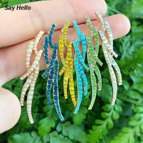 SAY HELLO Trendy Turquoises Beads Crystal Inlaid Dangle Earrings for Women Female Charming Geometric Jewelry Brinco серьги K5802