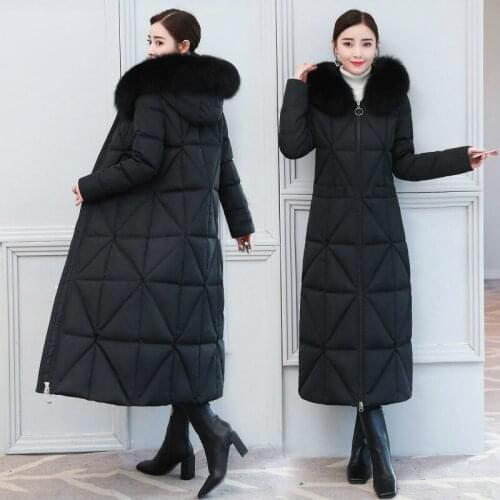 Womens + Large Fox Fur Thick Winter Coat Female 2020 Korean Long Duck Down Jacket Woman Hooded Hiver 16