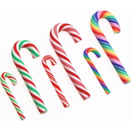 10pcs polymer clay Christmas Candy canes flat back Cabochon Art Supply Decoration Charm decoration craft
