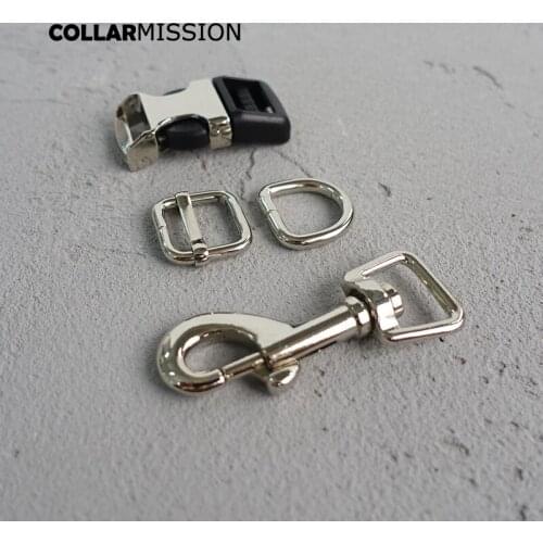 100sets/lot (metal buckle+adjust buckle+D ring+metal dog clasp/set) premium quality hardware 15mm DIY dog collar leash accessory