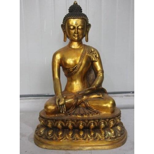 26"Bronze Copper Gild Sit Sakyamuni Tathagata Amitabha Buddha Statue