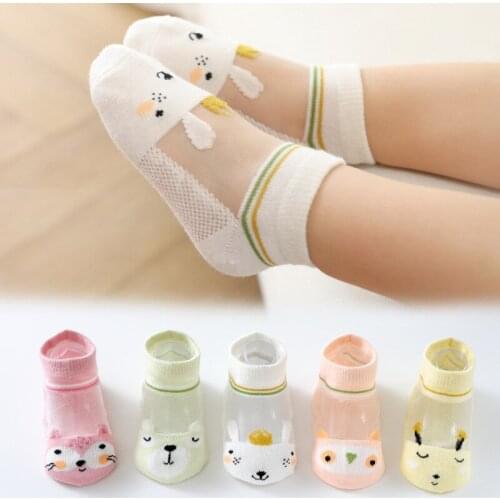 5 Pairs/lot Children Girls Socks Summer Baby Boys Mesh Socks Cartoon Soft Cotton Kids Socks Spring Child Boat Socks