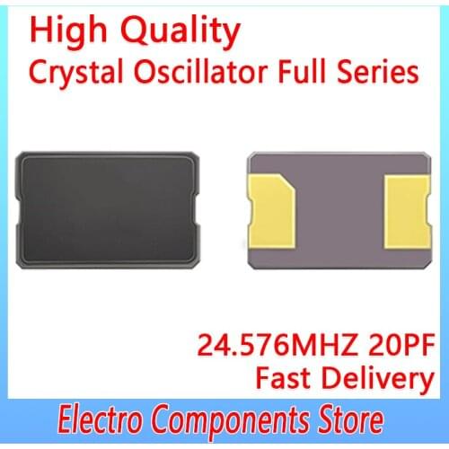 5PCS 2Pin 5032 Ceramic Resonator Crystal 24.576MHZ Passive Crystal Oscillator 20PF ±10PPM 2 Pads SMD Glass Sealed Crystal Units