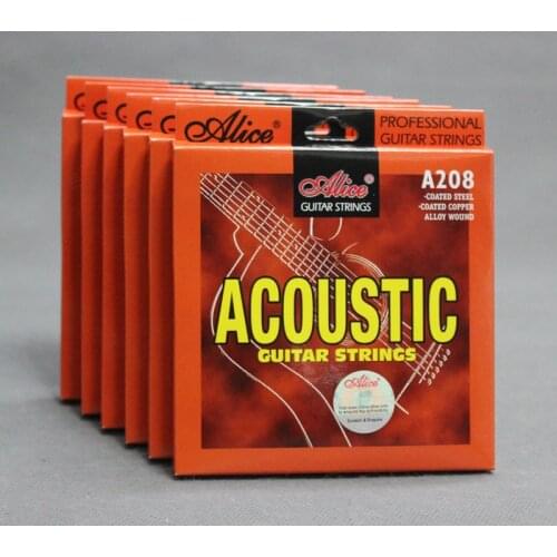 6 Sets Alice A208 Long Life Stainless Steel Coated Copper Alloy Wound Acoustic Guitar Strings (011-052 , 012-053)