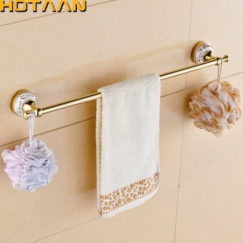 60cm Bathroom Single Towel Bar Towel Rack Towel Holder Solid stainless steel Golden Ceramic Decoration Bathroom Accessories
