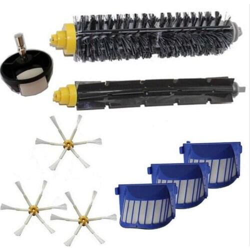 AeroVac Filter + side brush + front steering wheel kit for iRobot Roomba 600 Series 595 620 630 650 660 replacement