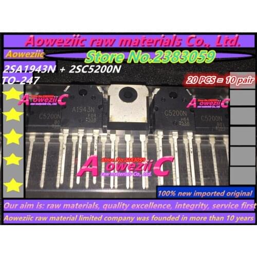 Aoweziic 100% new imported original 2SA1943N 2SC5200N A1943N C5200N TO-247 power amplifier pair transistor ( 20 PCS =10pair )