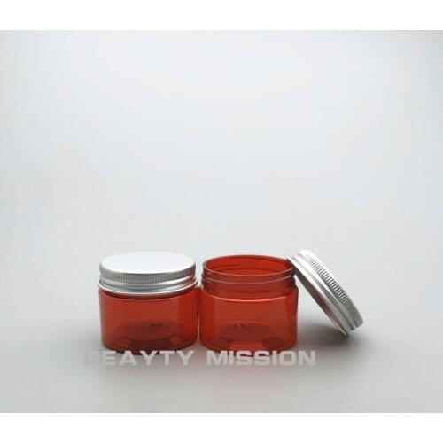 BEAUTY MISSION 40G Red 50Pcs/Lot Plastic Jar With Aluminum Cap ,40CC Cream / Mask Bottles , Empty Cosmetic Container