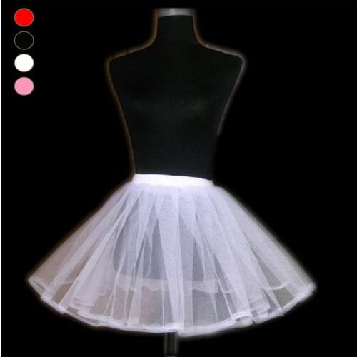 White Hard Mesh Short Petticoat Double Layers Girl Lolita Tutu Skirt Semi See-Through Wedding Dress Crinoline Underskirt