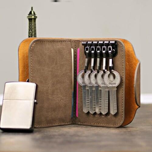 Genuine Leather Key Case Retro Bag Card Package Multi-purpose Storage Bag Key Wallets