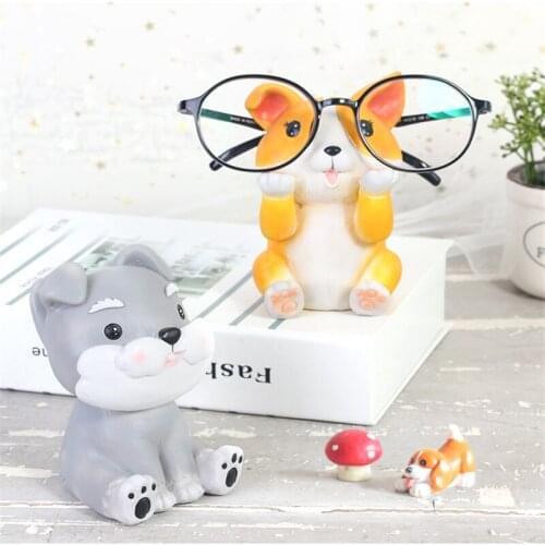 Hot-selling Animal Puppy Shape figurine kawaii Resin eyeglass Holder Decoration Study Desk Gift for Children