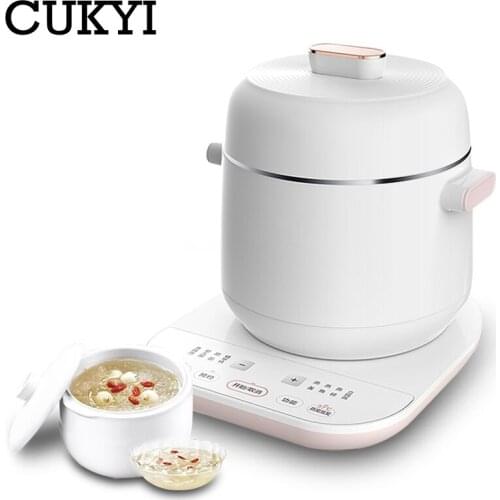 CUKYI 800ml Mini Automatic Electronic Stewing Soup Pot Ceramic Water Partition Saucepot For Home Baby Food Maker 220V