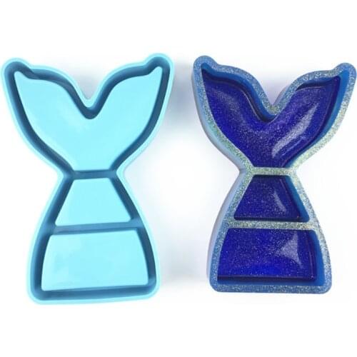 Fish Tail Storage Box Epoxy Resin Mold Table Snack Organizer Case Silicone Mould DIY Crafts Soap Candle Handicrafts Tool