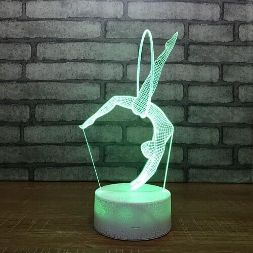 Gymnast 3d Night Light Remote Touch switch White base Lovely 7 color change 3D Lamp Kids Room Usb Led Light