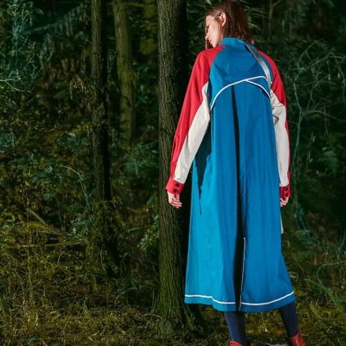 IRINAW001 new arrival 2018 original design colour patchwork casual oversized long trench coat women