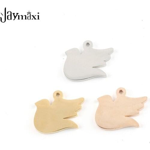 Jaymaxi Mirror Polished Titanium Steel Peace Bird Pendant DIY Jewelry Accessories 18*18mm New 20Pieces/lot