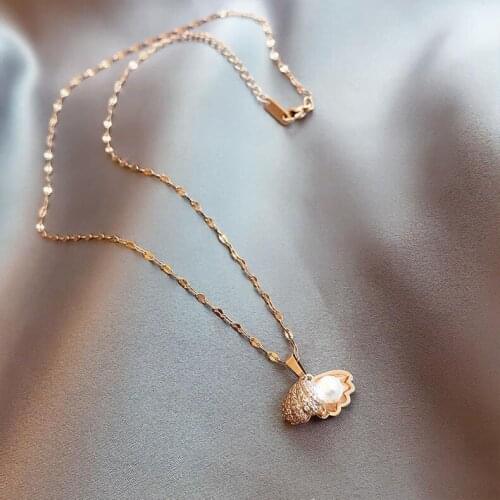 Collier Clavicle Chain Choker Necklace Pearl Shell Gold Rose gold Pendant Necklace for Women New Trend Female Jewelry Collar